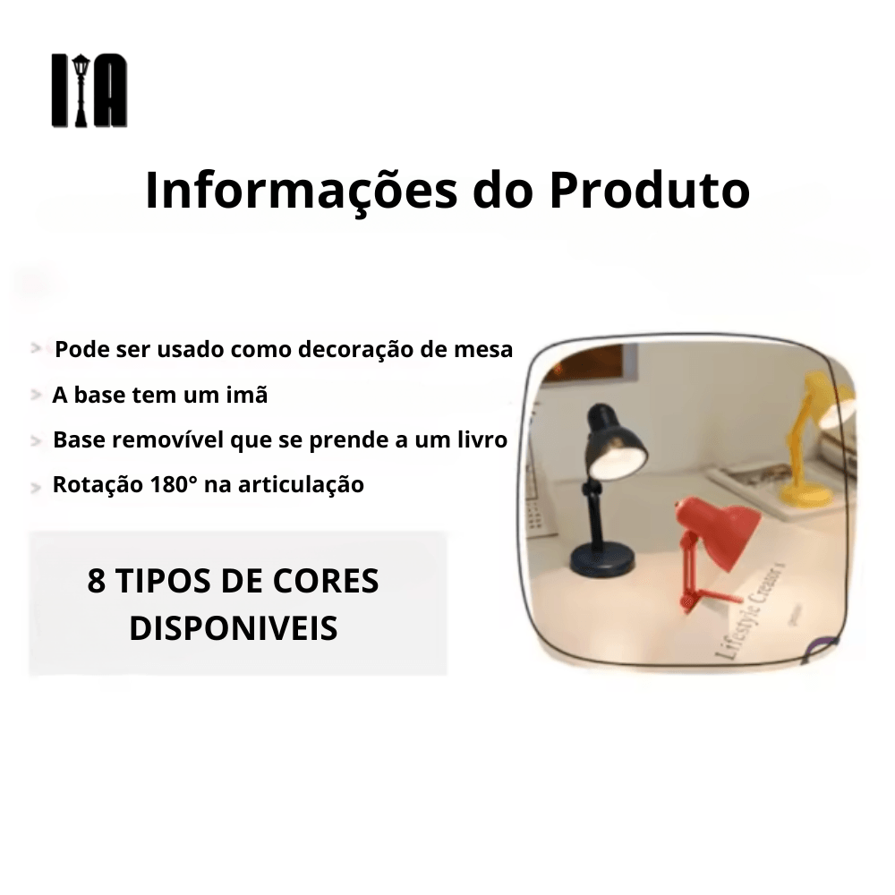 Mini Luminária Para Leitura Com Imã Magnético