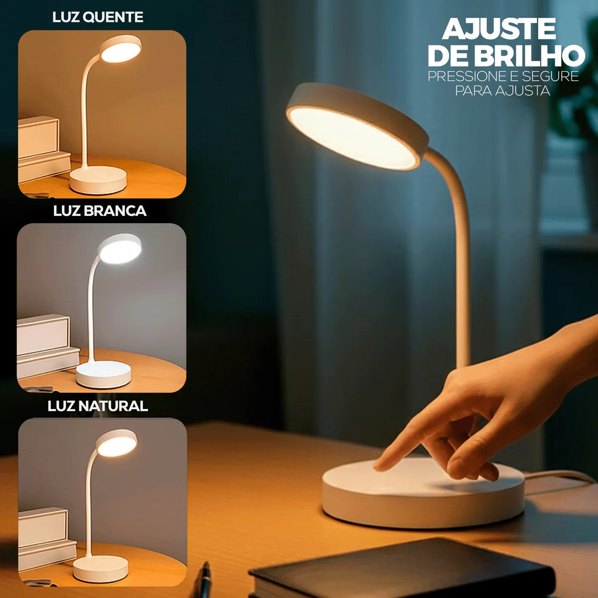 Luminária De Mesa Touch Flexível