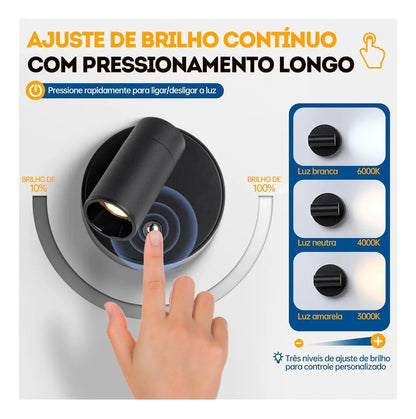 Luminária Arandela Spot Recarregável - Com Controle