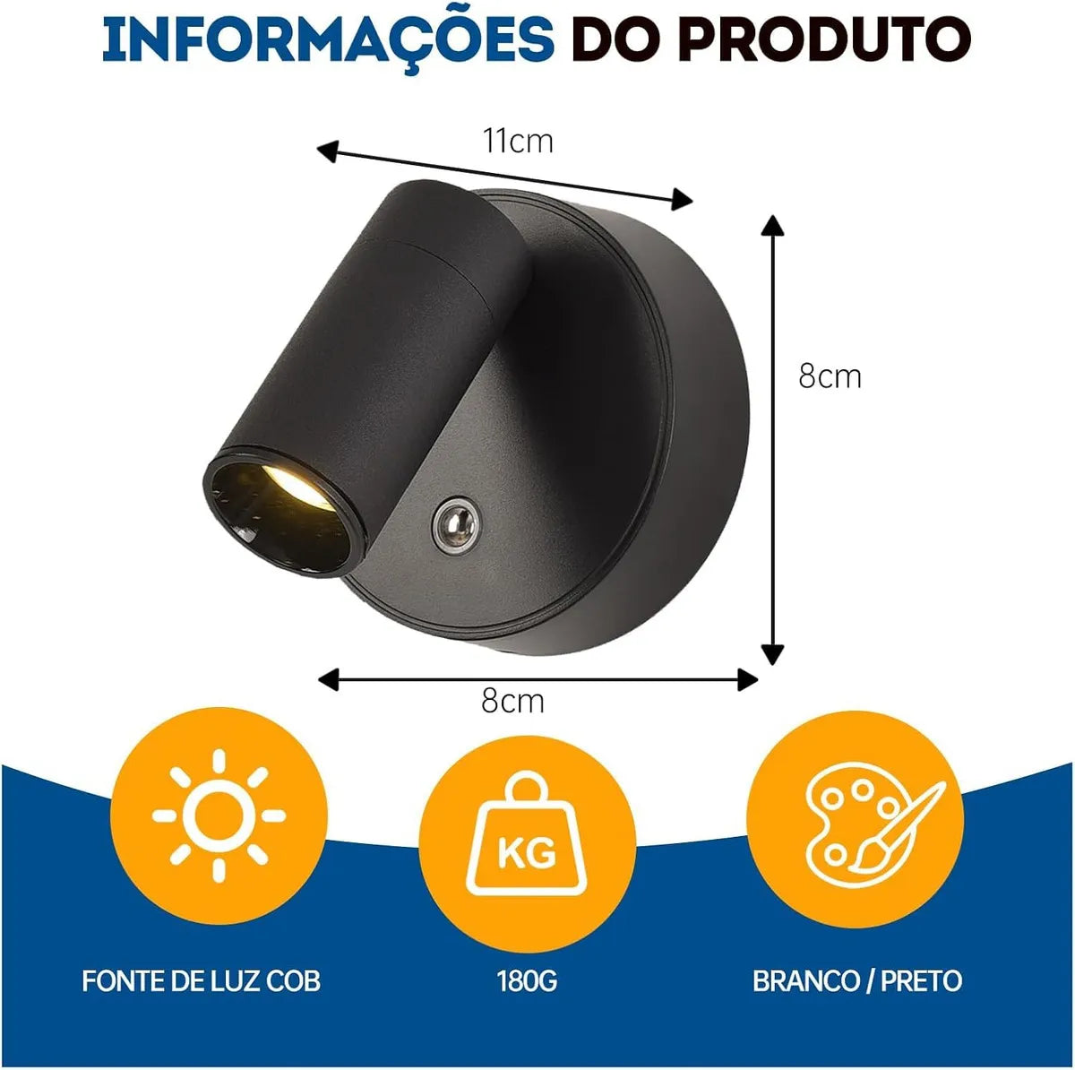 Luminária Arandela Spot Recarregável - Com Controle
