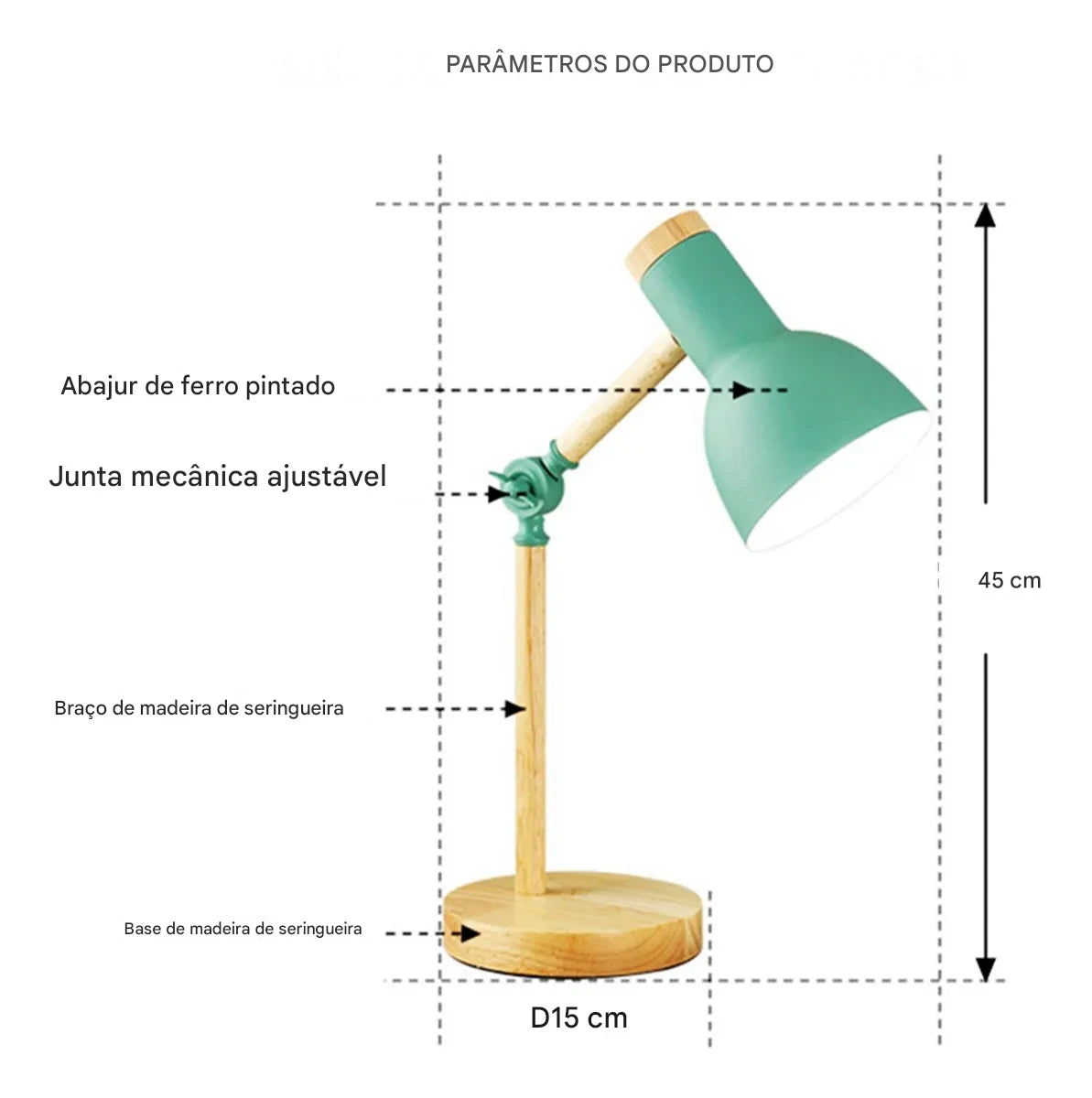 Luminária De Mesa Retrátil Wood Com Base De Madeira