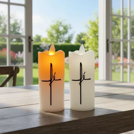 Vela Led Eletrônica FÉ + Pilha AA