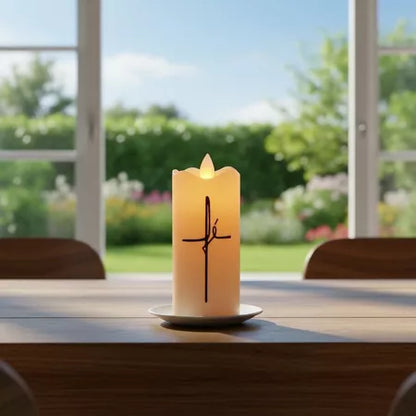 Vela Led Eletrônica FÉ + Pilha AA