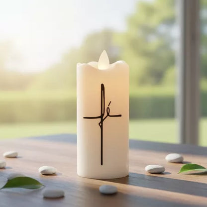 Vela Led Eletrônica FÉ + Pilha AA