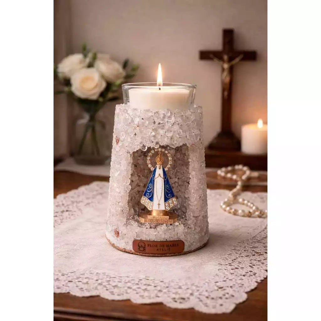 Vela Oratório Castiçal - Nossa Senhora Aparecida + 03 refis de Brinde