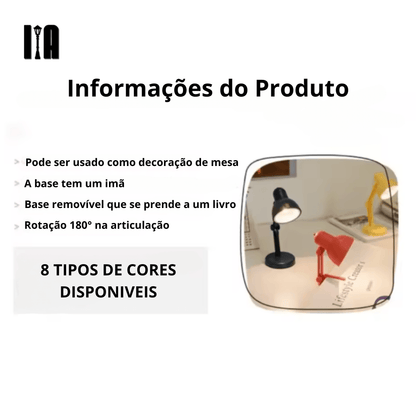 Mini Luminária Para Leitura Com Imã Magnético