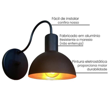 Arandela Industrial de Alumínio - Lâmpada (Não Inclusa)