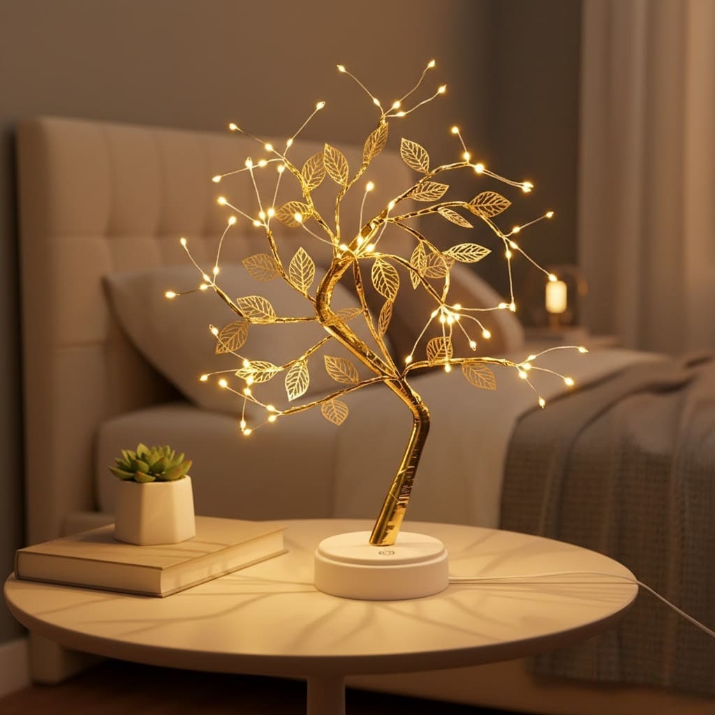 Luminária Folhas Dourada
