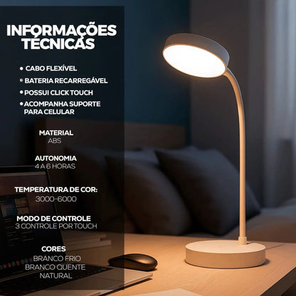 Luminária De Mesa Touch Flexível